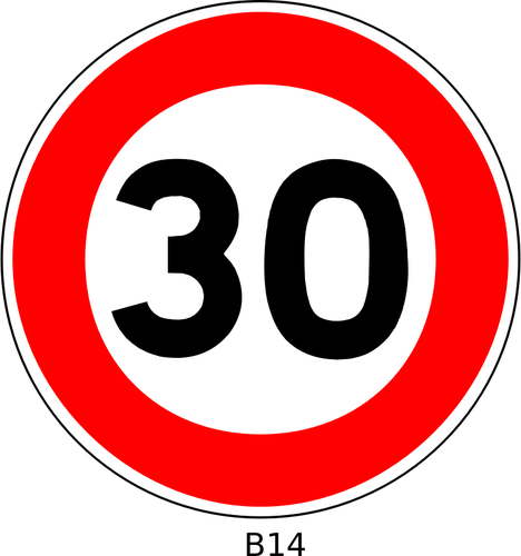 Ilustração em vetor de sinal de tráfego de limitação de velocidade 30