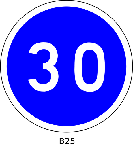 30 英里/小时的速度限制蓝色矢量剪贴画圆法国道路标志牌上写