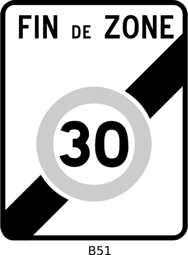 Grafika wektorowa końcowego znaku drogowego ograniczenia prędkości 30 km/h