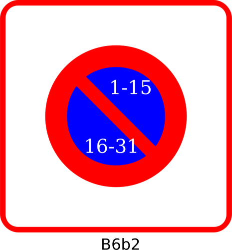 Vektor Klipart z modré a červené náměstí parkoviště zakazující panel