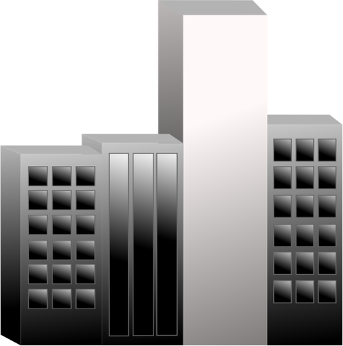 Vector graphics of group of buildings with one lighter than the others