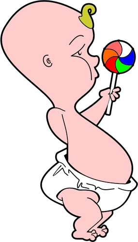 Bayi dengan lollipop