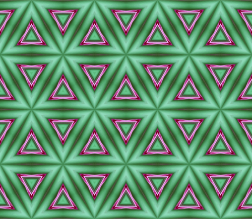 Carta da parati verde con triangoli rosa