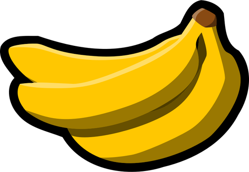 Desenho de banana de cor de contorno preto grosso vetorial