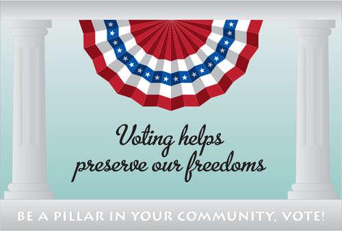 Голосование помогает сохранить наши свободы знамя векторной графики