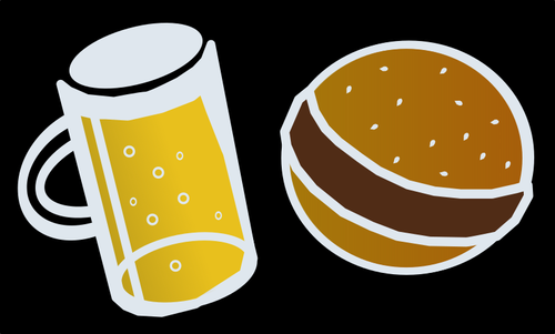 Пиво и гамбургер