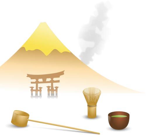 日本茶シーン ベクトル描画