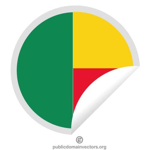 Round sticker with flag of Benin
