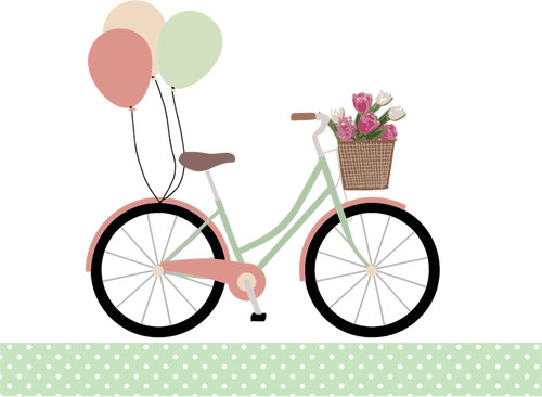 Sepeda dengan balon warna grafis
