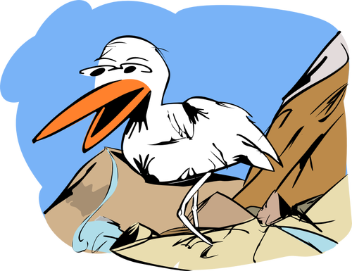 Vector image of close up of a bird in a desert landscape