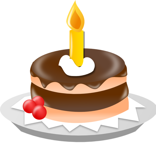 Tort urodzinowy z świeca wektor clipart