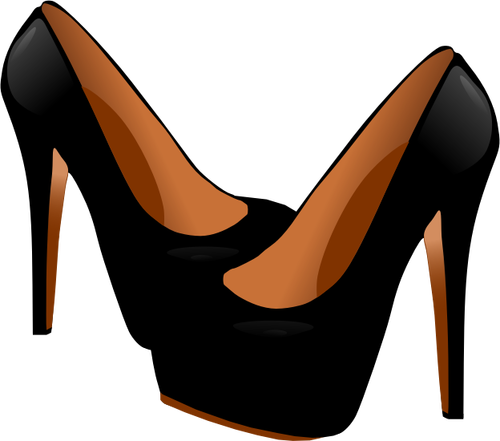 Grafis vektor hitam tumit tinggi wanita Sepatu