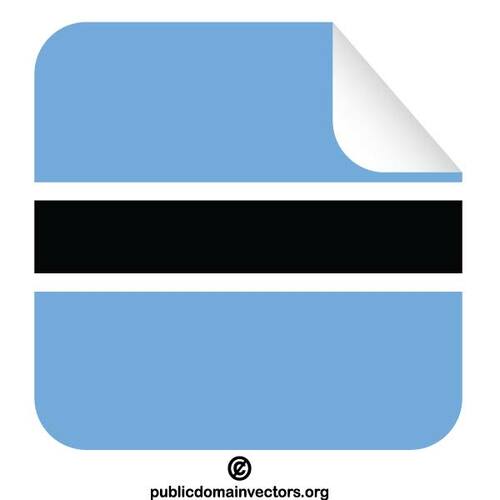 Bandera de Botswana en el etiqueta cuadrada