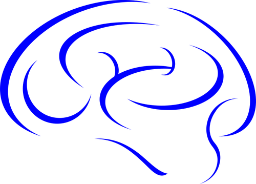 Icona blu del cervello