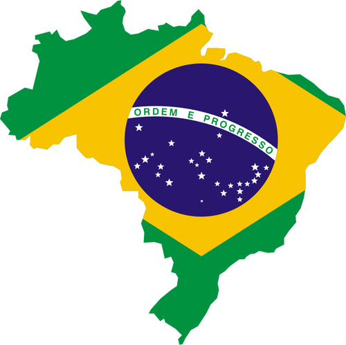 Brasilien flagga karta