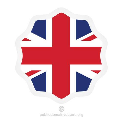 Bandera británica en el etiqueta redonda