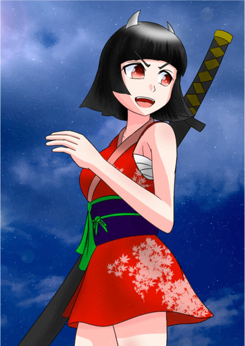 Anime flicka krigare