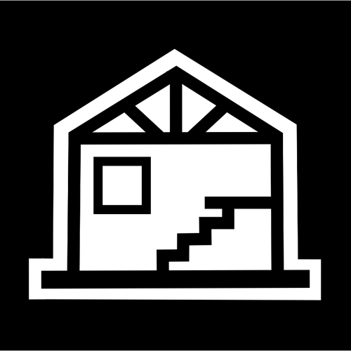 Clipart vetorial de edifício com um ícone de escadas