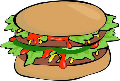 Hamburger met salade en ketchup