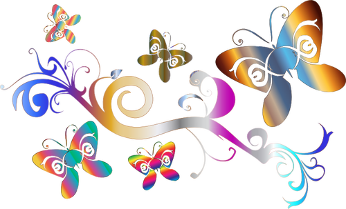 Image vectorielle de papier peint décoratif papillons et fleurs