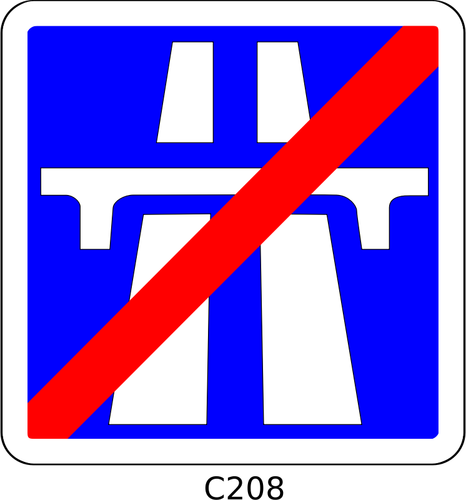 Grafika wektorowa końca autostrady sekcji drogowskaz