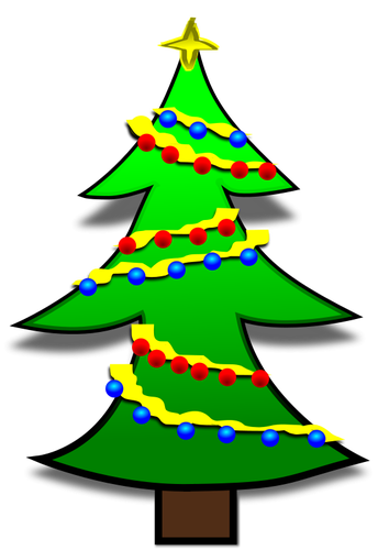 圣诞树上装饰着彩色灯泡