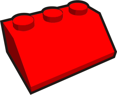 1 x 3 hörn barnens tegel element röd vektorbild