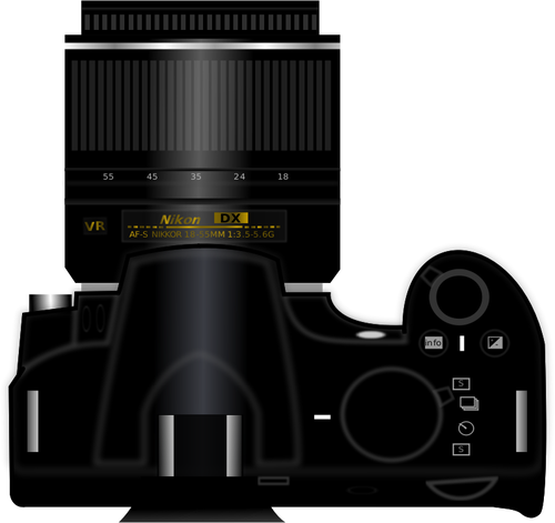 Digitale camera Nikon D3100 bovenaanzicht vector illustraties