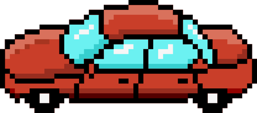 Vector graphics of side view of red car pixel art