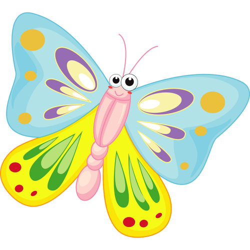 Ilustração em vetor borboleta cartoon sorridente