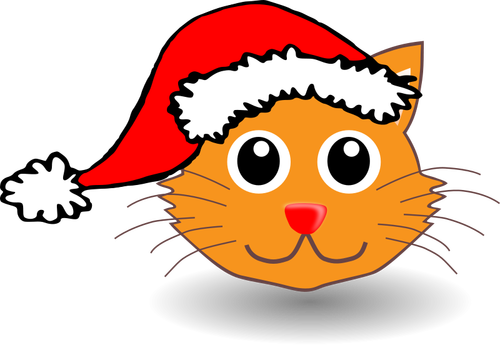 القط مع سانتا كلوز قبعة vectopr