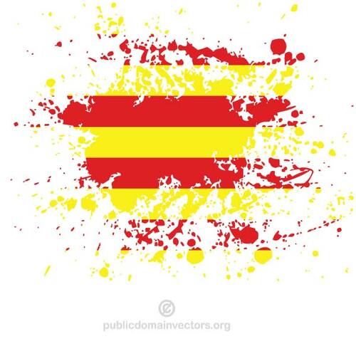 Catalan bendera di hujan rintik-rintik tinta