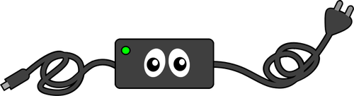 Funny computer charger crying eye vector