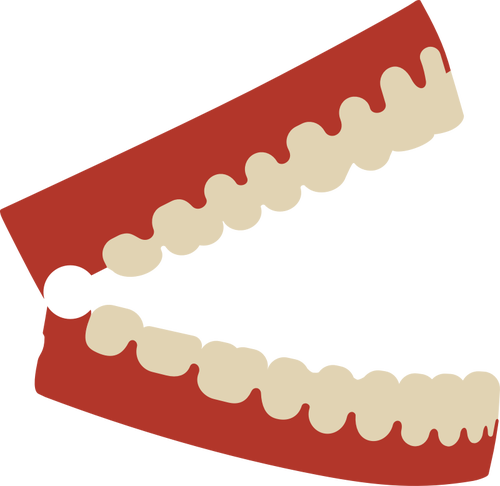 Batendo os dentes com imagem vetorial base vermelha