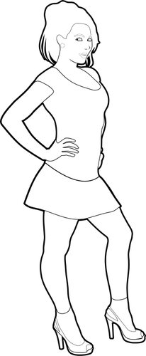 हंसमुख लड़की बाह्यरेखा वेक्टर छवि