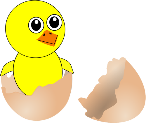 Bayi ayam dalam gambar vektor kulit telur