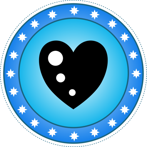 Dibujo vectorial de corazón azul insignia