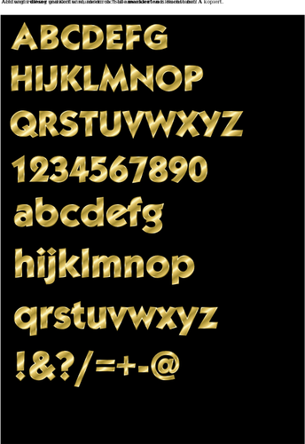 Векторное изображение фантазии алфавита в золоте