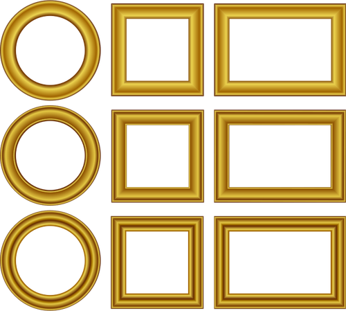 Векторное изображение набор золотых фреймов
