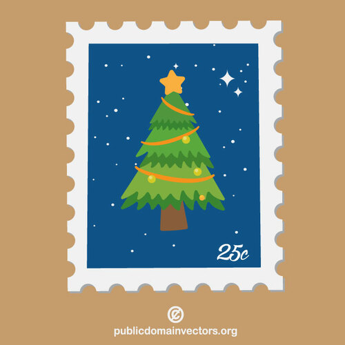 Рождественская елка почтовая марка