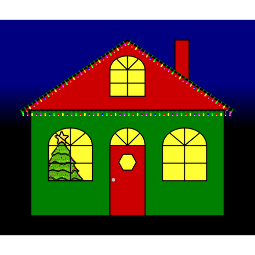 Noel ışıkları vectorimage ile ev