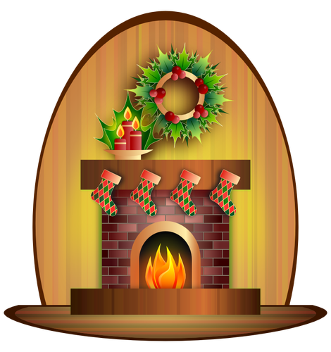 クリスマス暖炉ベクトル画像