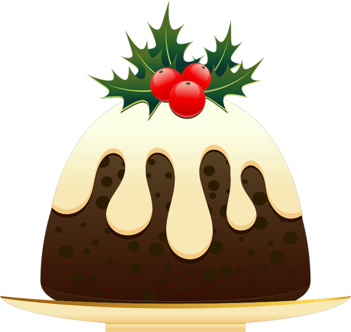 Christmas pudding z grafiką wektorową Jemioła