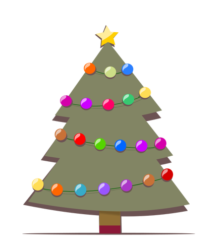 Decorated Christmas Tree Vector Drawing
