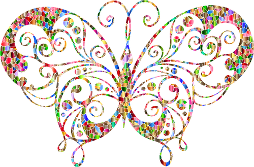 Chromatische gefliesten gedeihen Schmetterling Silhouette