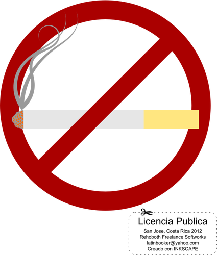 Vektor ClipArt vågiga rök rökning förbjuden-skylt