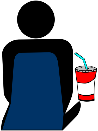 Person with soft drink at the cinema vector icon