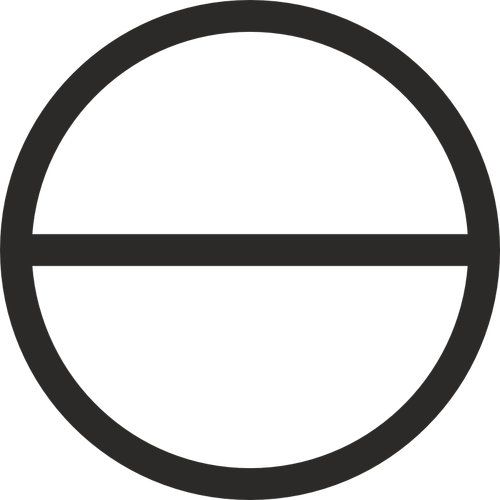 Círculo con diámetro horizontal signo vector de la imagen