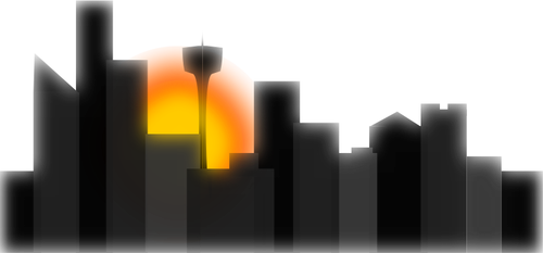 黒い夕焼け市のベクトル描画