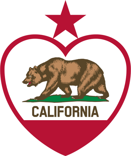 Kaliforniya Cumhuriyeti bayrağı kalp şeklinde görüntü vektör